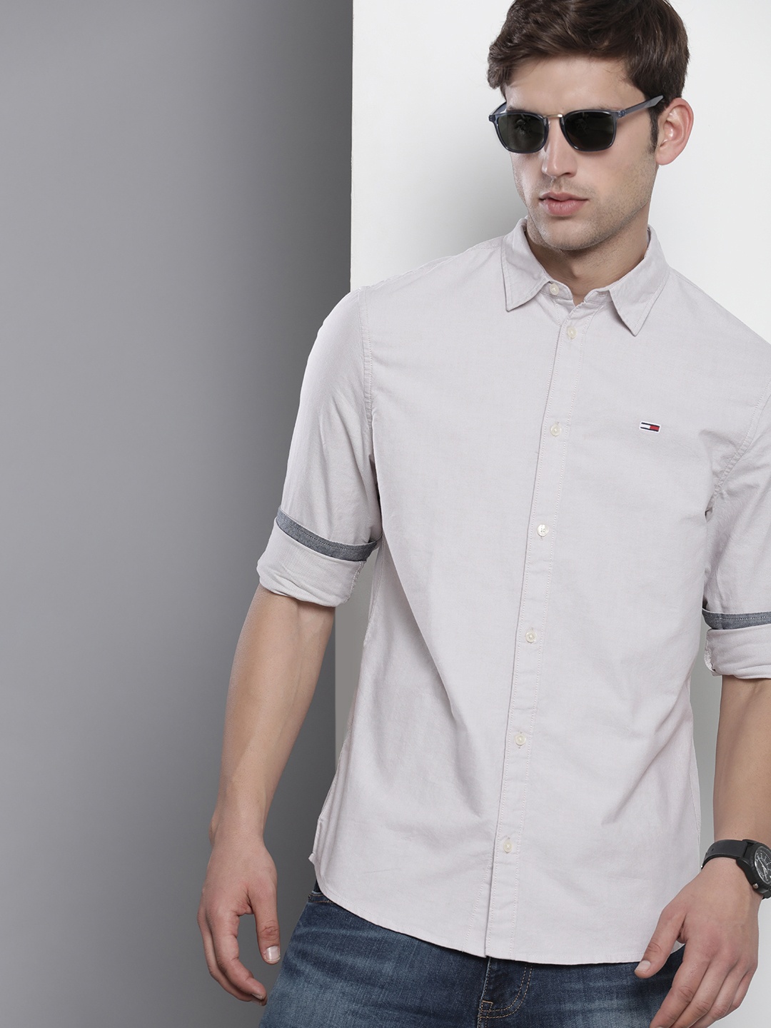 

Tommy Hilfiger Men Solid Organic Cotton Classic Casual Shirt, Taupe