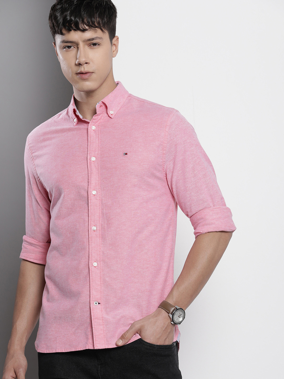 

Tommy Hilfiger Men Button-Down Collar Casual Shirt, Pink