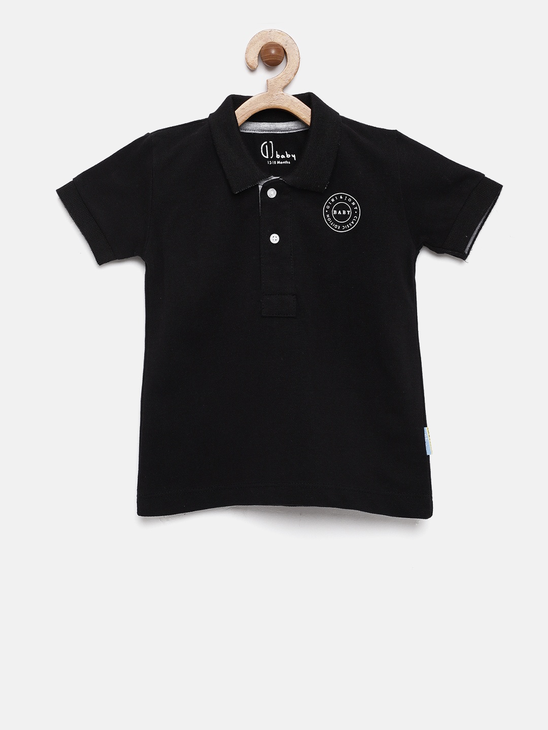 

Gini and Jony Boys Black Solid Polo Collar T-shirt
