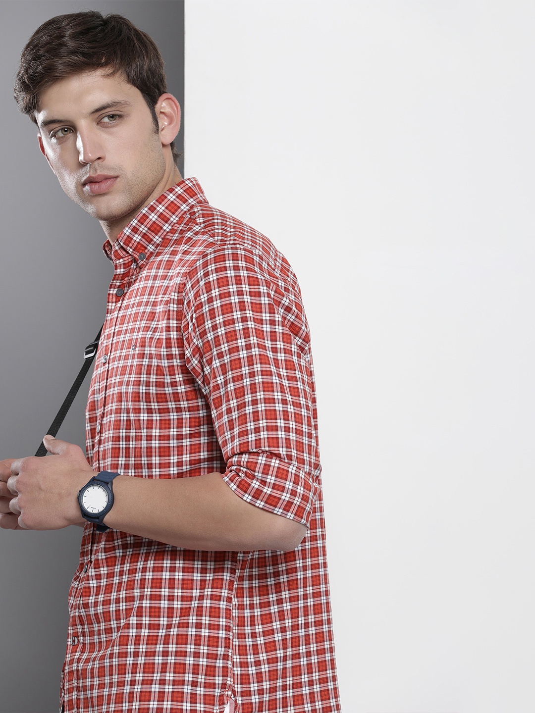 

Tommy Hilfiger Men Organic Cotton Tartan Checked Casual Shirt, Red