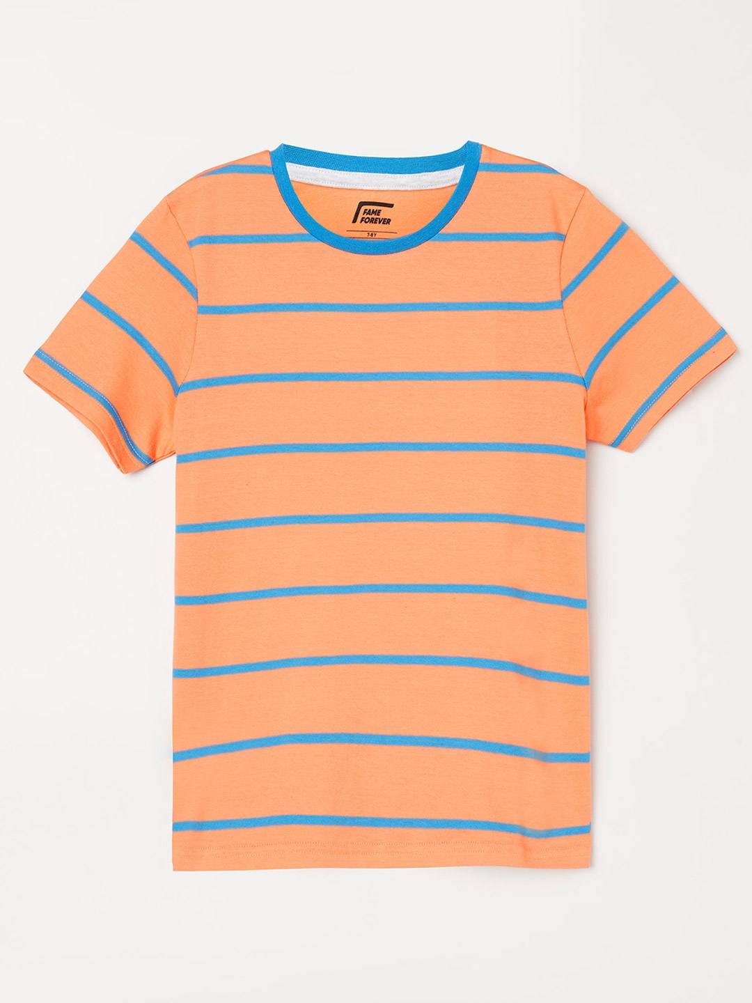 

Fame Forever by Lifestyle Boys Striped Cotton T-shirt, Coral