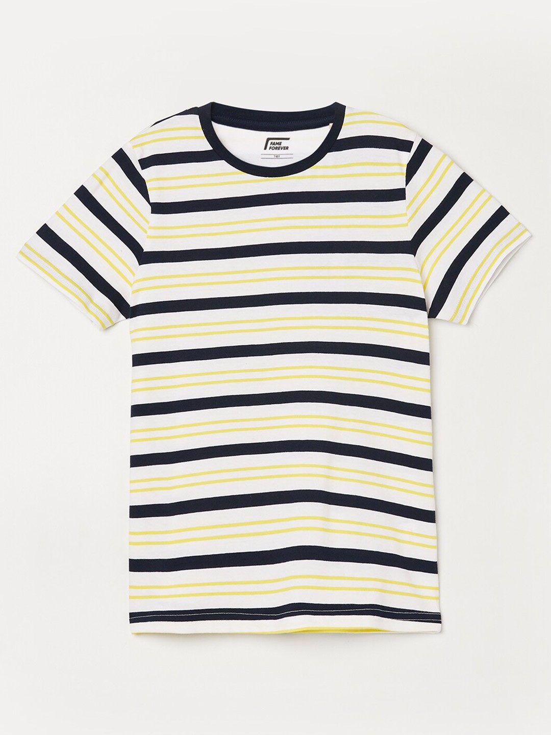 

Fame Forever by Lifestyle Boys Striped Pure Cotton T-shirt, White