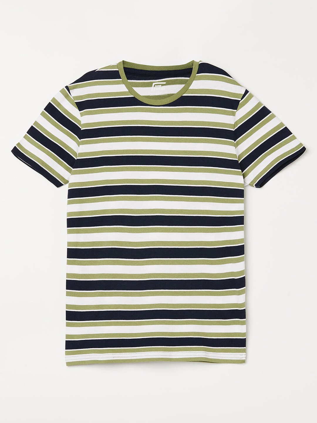 

Fame Forever by Lifestyle Boys Striped Pure Cotton T-shirt, Olive