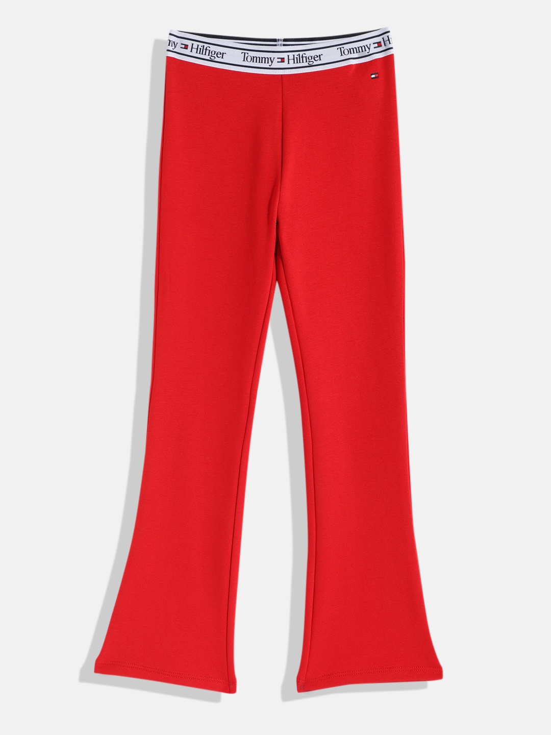 

Tommy Hilfiger Girls Sustainable Flared Trousers, Red