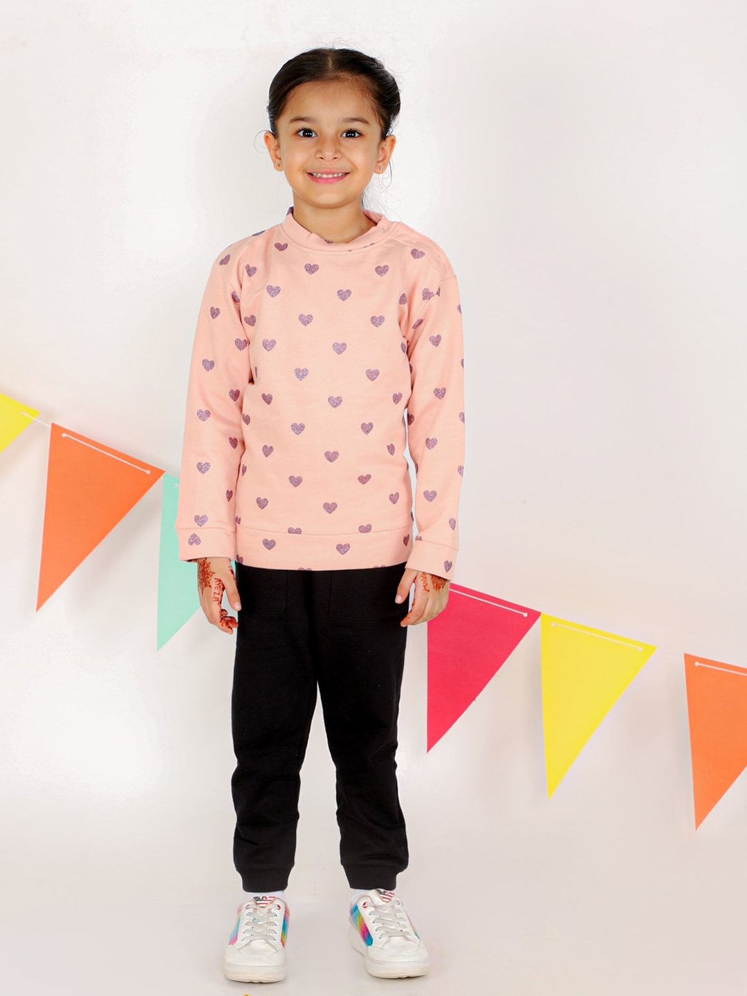

The Mom Store Girls Pure Cotton Top with Trousers, Pink