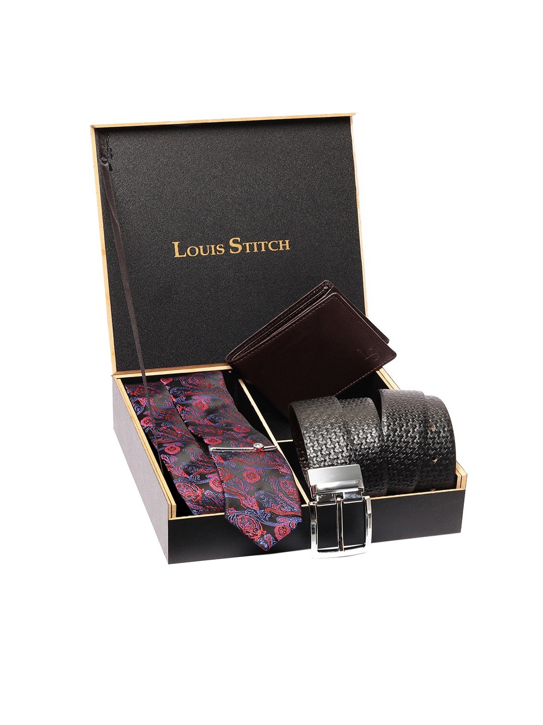 

LOUIS STITCH Genuine Leather Accessory Gift Set, Brown