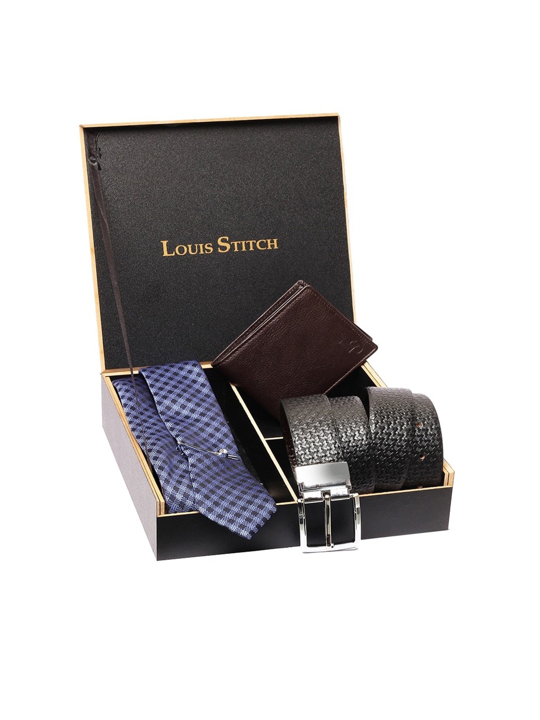 

LOUIS STITCH Men Leather Accessory Gift Set, Brown