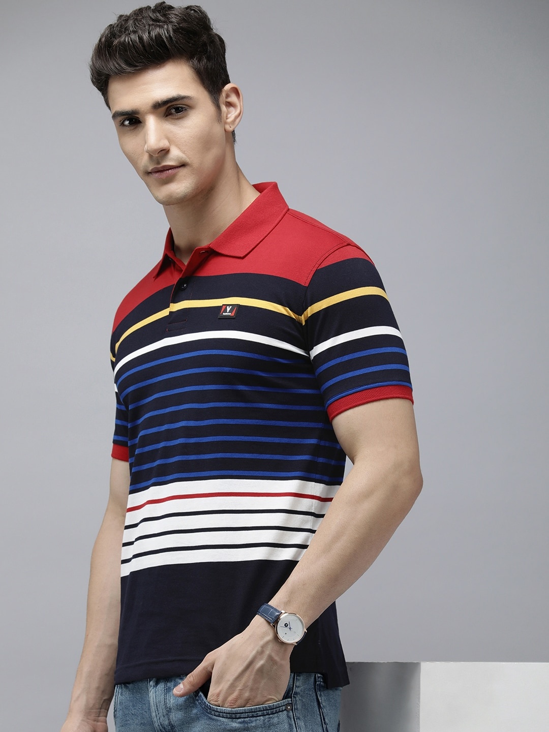 

Van Heusen Sport Striped Polo Collar Slim Fit T-shirt, Red