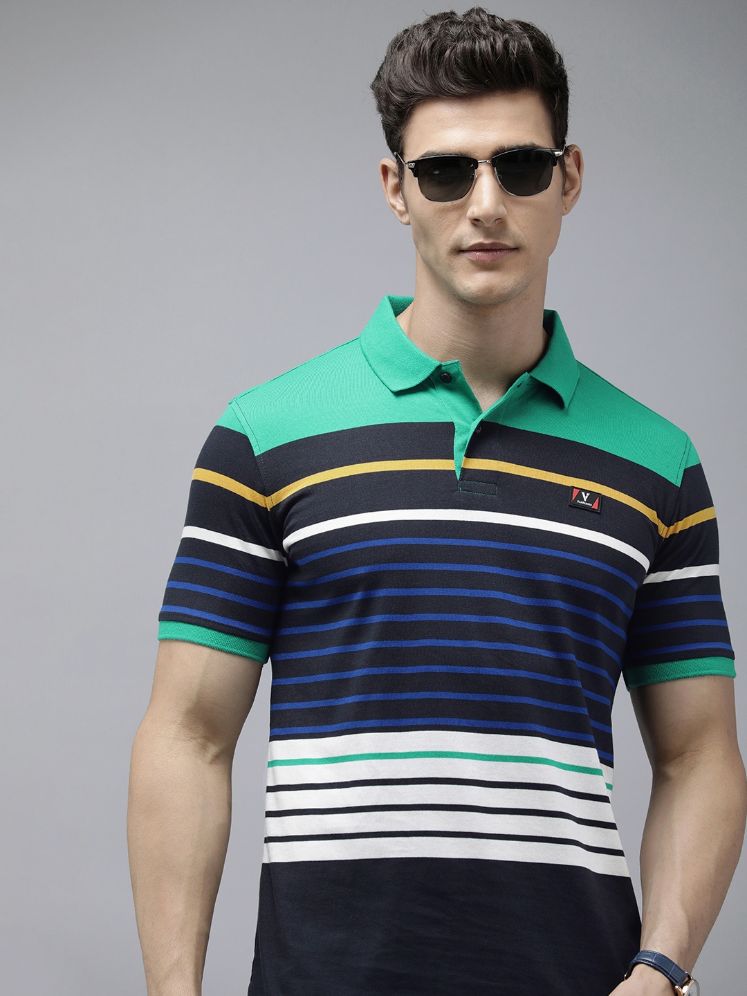 

Van Heusen Striped Polo Collar Slim Fit T-shirt, Black