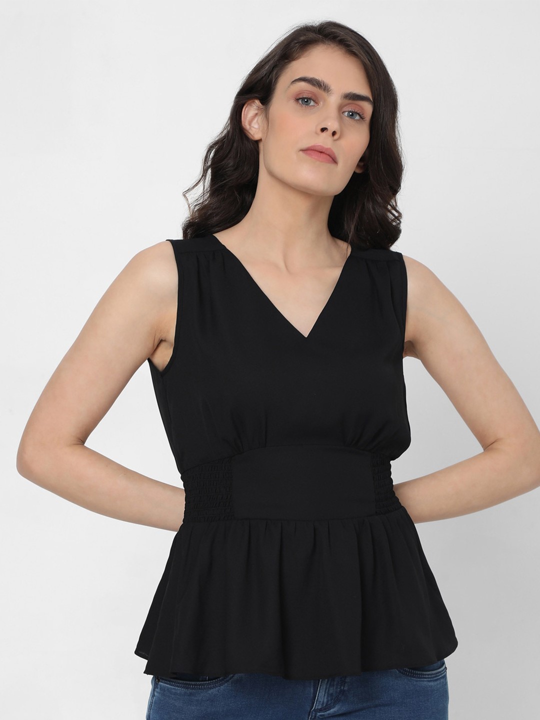 

Vero Moda V-Neck Peplum Top, Black
