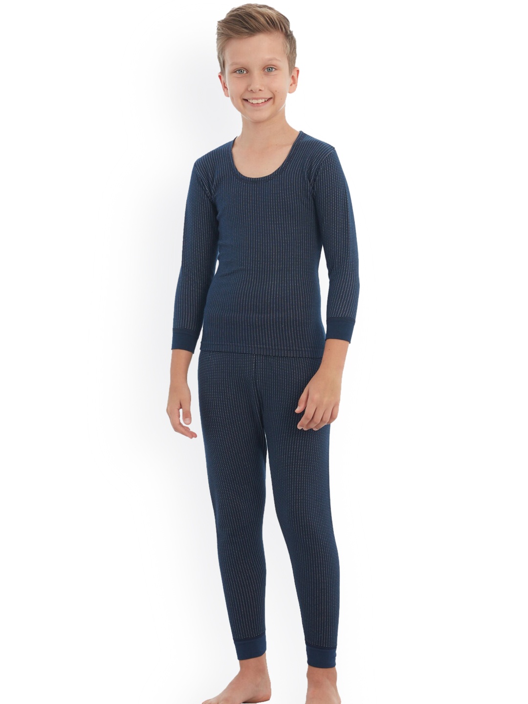 

Bodycare Kids Boys Round Neck Cotton Thermal Set, Navy blue