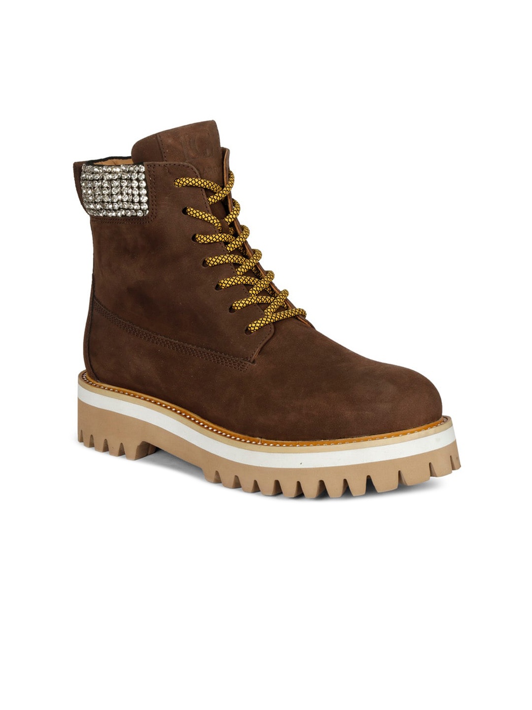 

Saint G Women Suede Leather Lace Up Boots, Olive