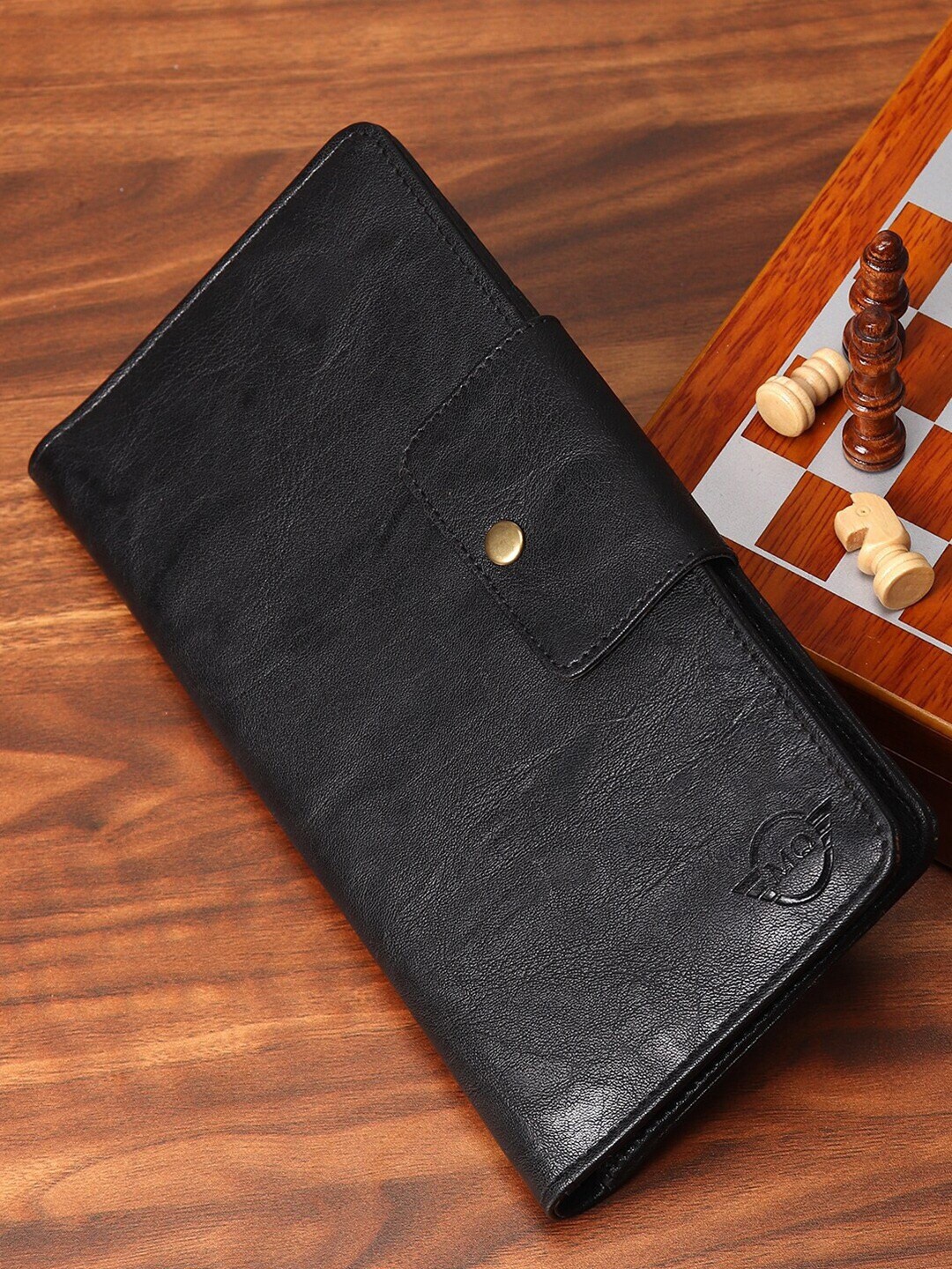 MUTAQINOTI Unisex Textured Leather Passport Holder with Passport Holder, Black