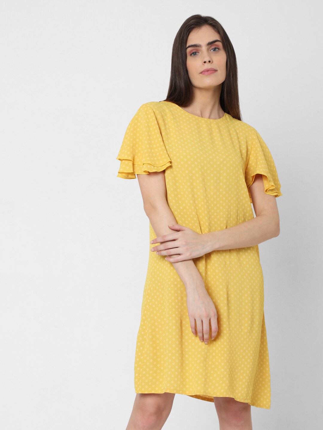 

Vero Moda Polka Dots Printed A-Line Dress, Yellow