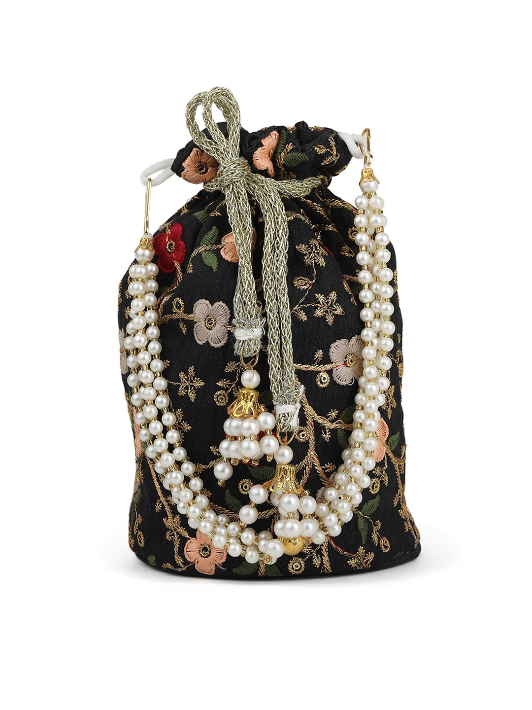 

gaura pakhi Embellished Potli Clutch, Black