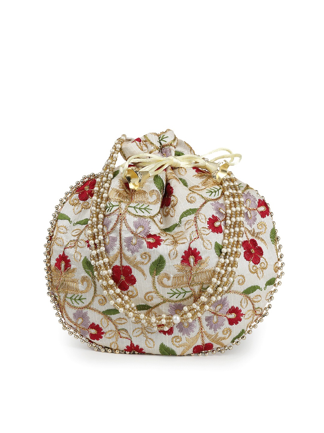 

gaura pakhi Embroidered Potli Clutch, White