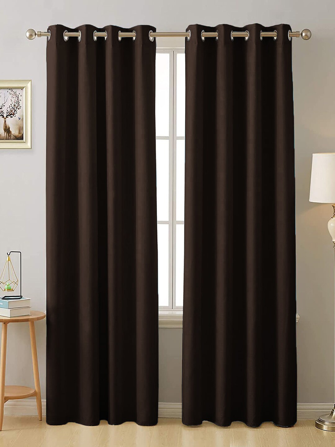 

AEROHAVEN Brown Set of 2 Black Out Door Curtain