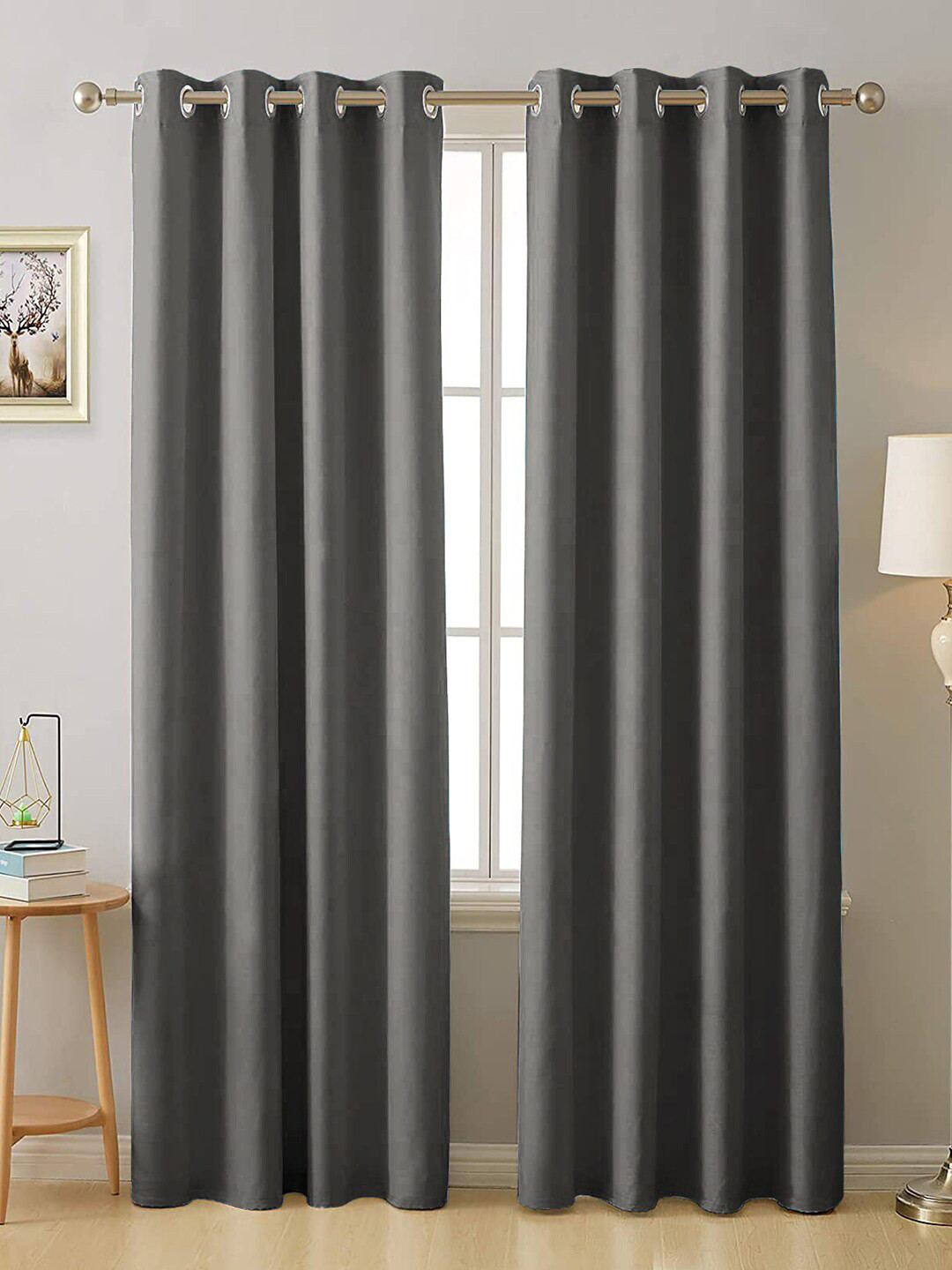 

AEROHAVEN Grey Set of 2 Black Out Door Curtain