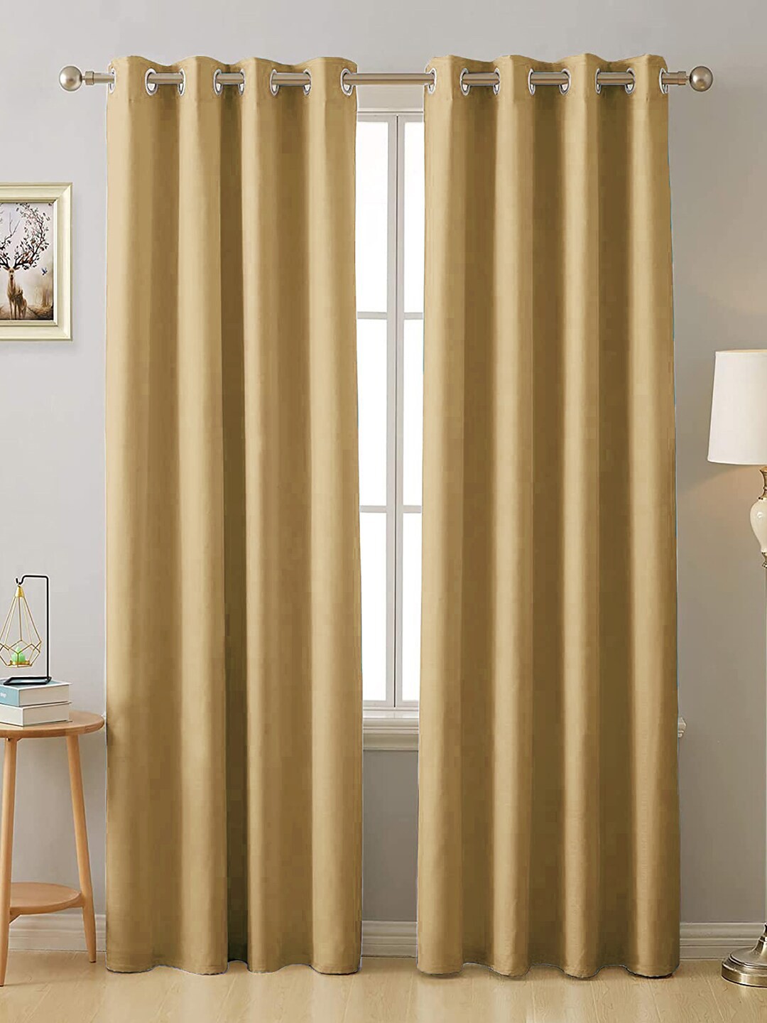 

AEROHAVEN Cream-Coloured Set of 2 Black Out Door Curtain
