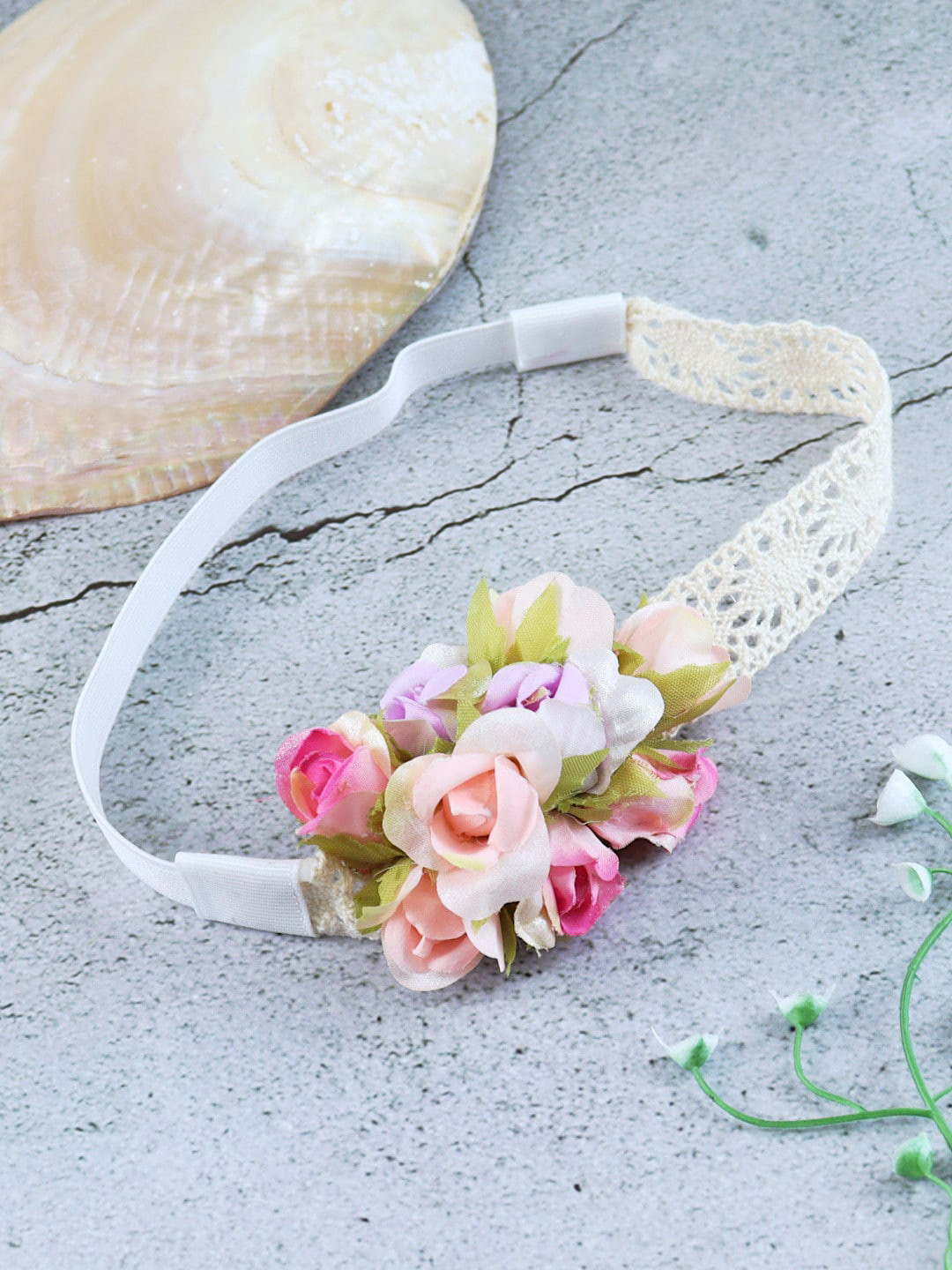 

Asthetika Kids Girls Floral Fabric Hairband, White