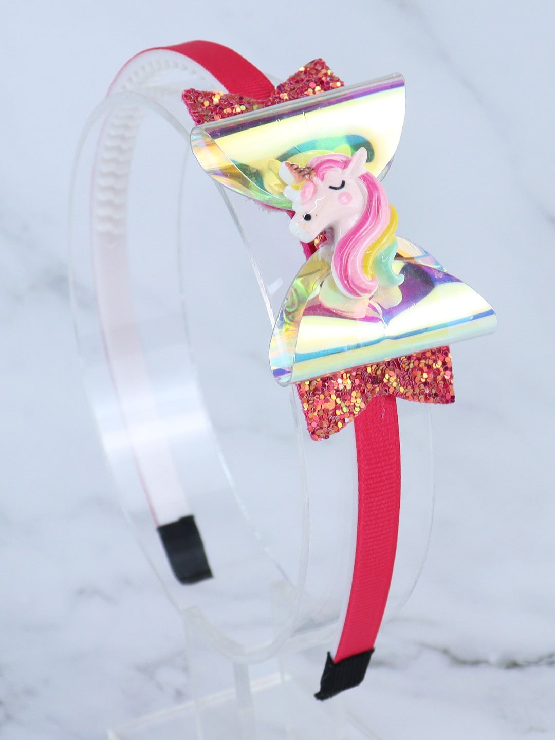 

Asthetika Kids Girls Unicorn Self Design Fabric Hairband, Pink