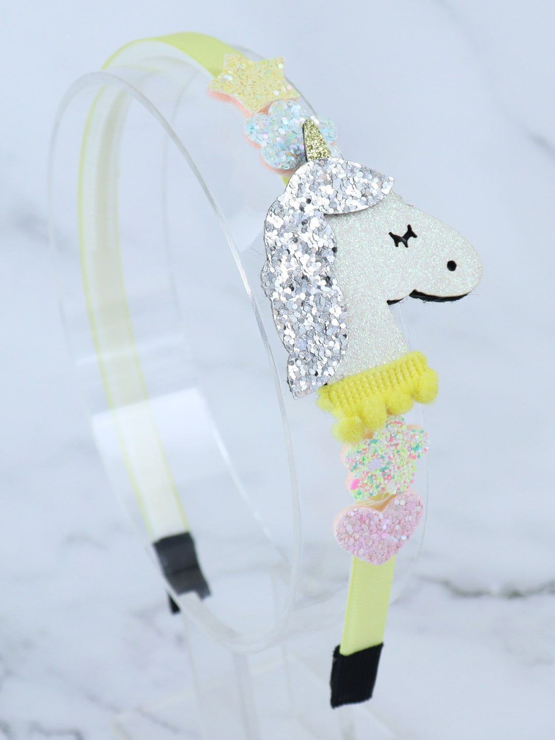 

Asthetika Kids Girls Unicorn Self Design Fabric Hairband, Yellow