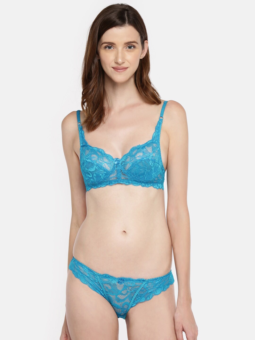 

Lady Love Self Design lingerie Set, Blue