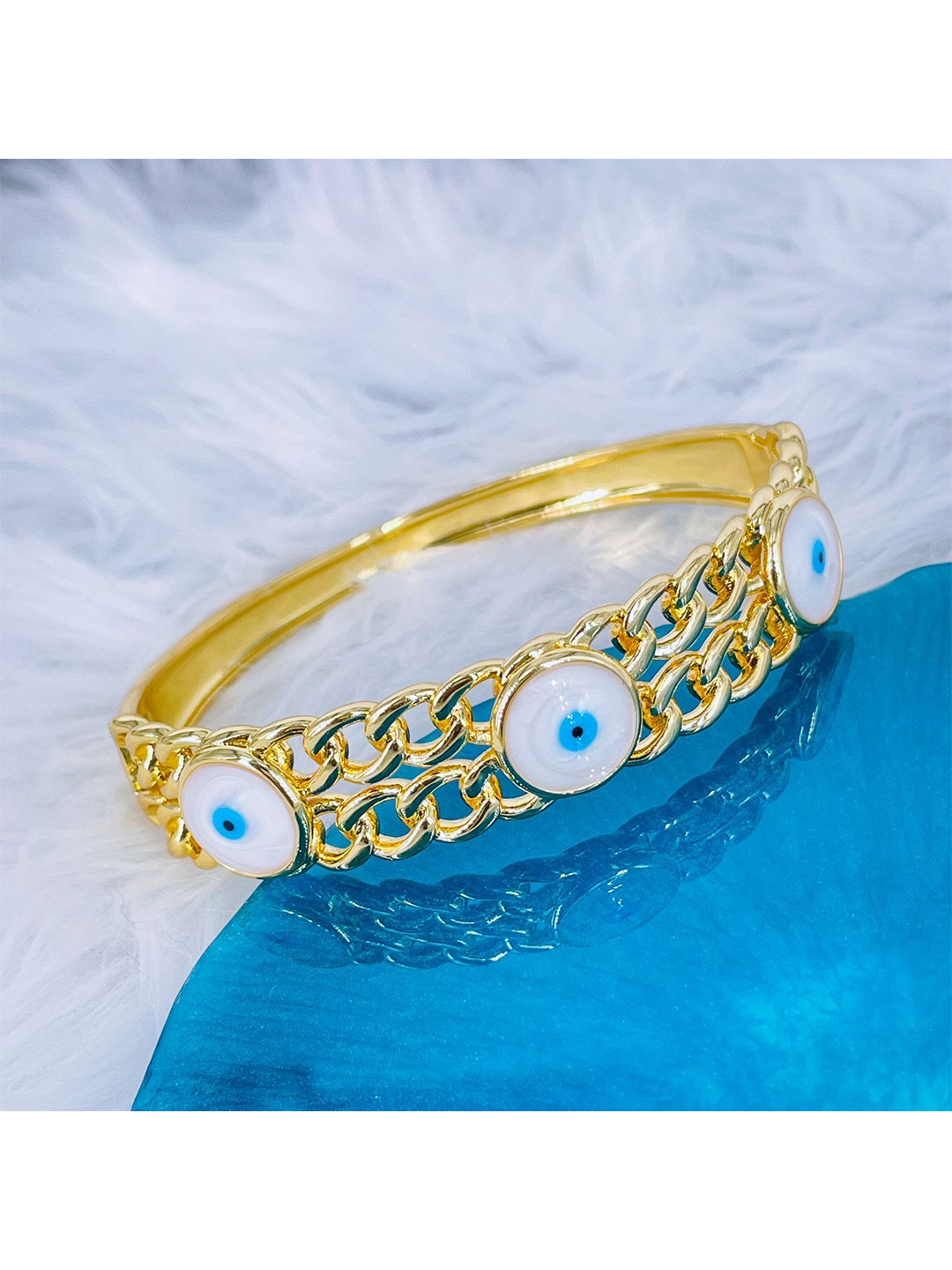 

ZIVOM Women Mother of Pearl Gold Plated Bangle Style Bracelet