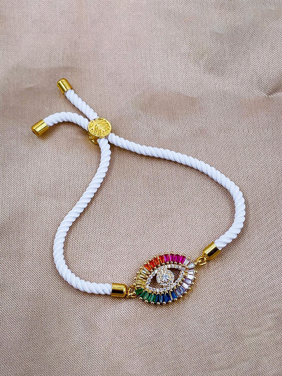 

ZIVOM Women Cubic Zirconia Gold Plated Charm Bracelet, White