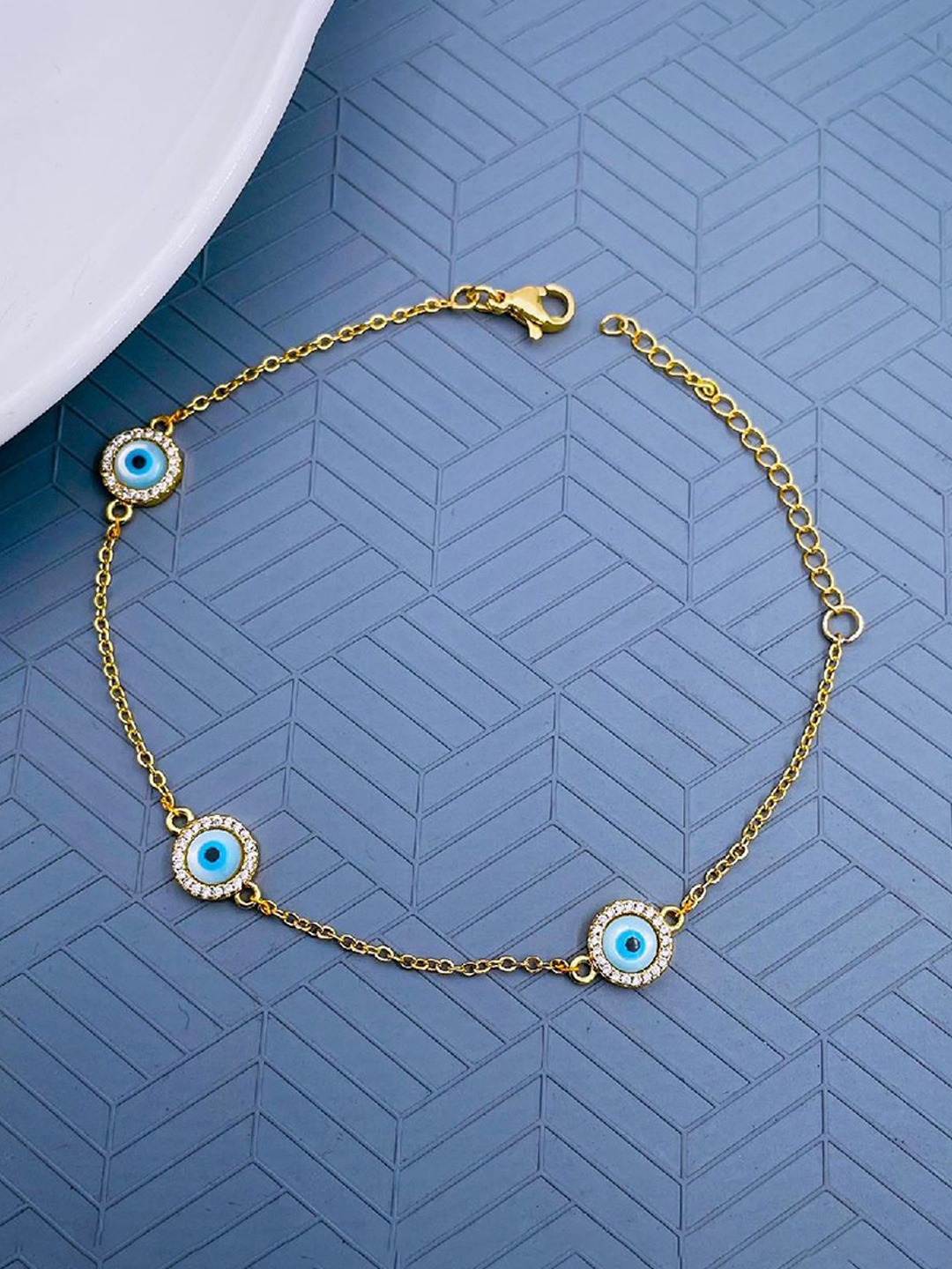 

ZIVOM Women Cubic Zirconia Gold Plated Link Bracelet