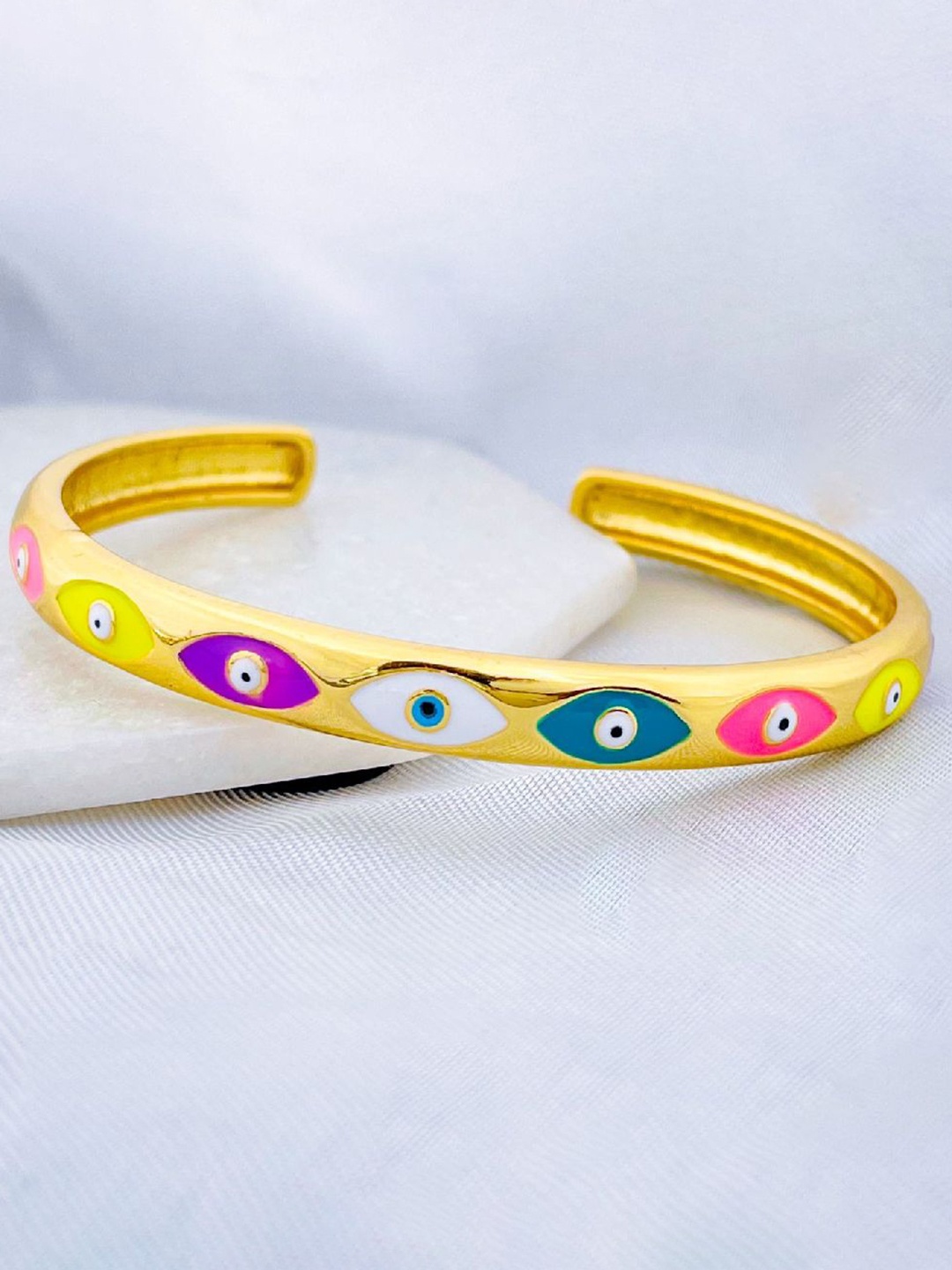 

ZIVOM Women Brass Enamelled Gold Plated Cuff Bracelet