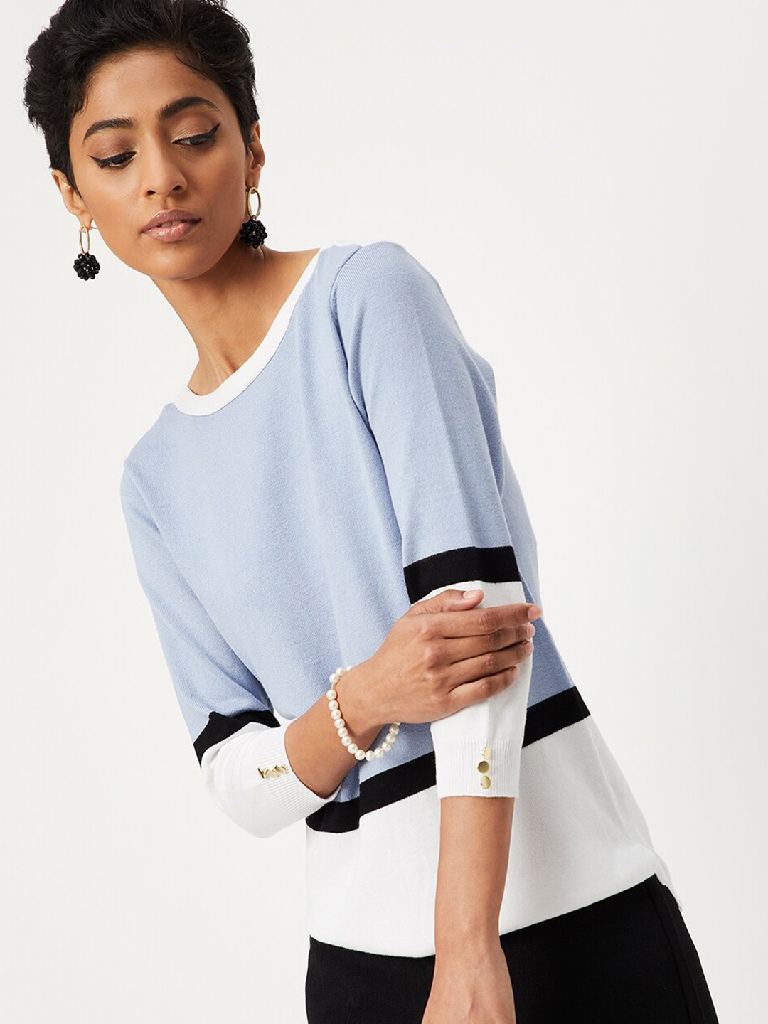 

max Blue Colourblocked Top