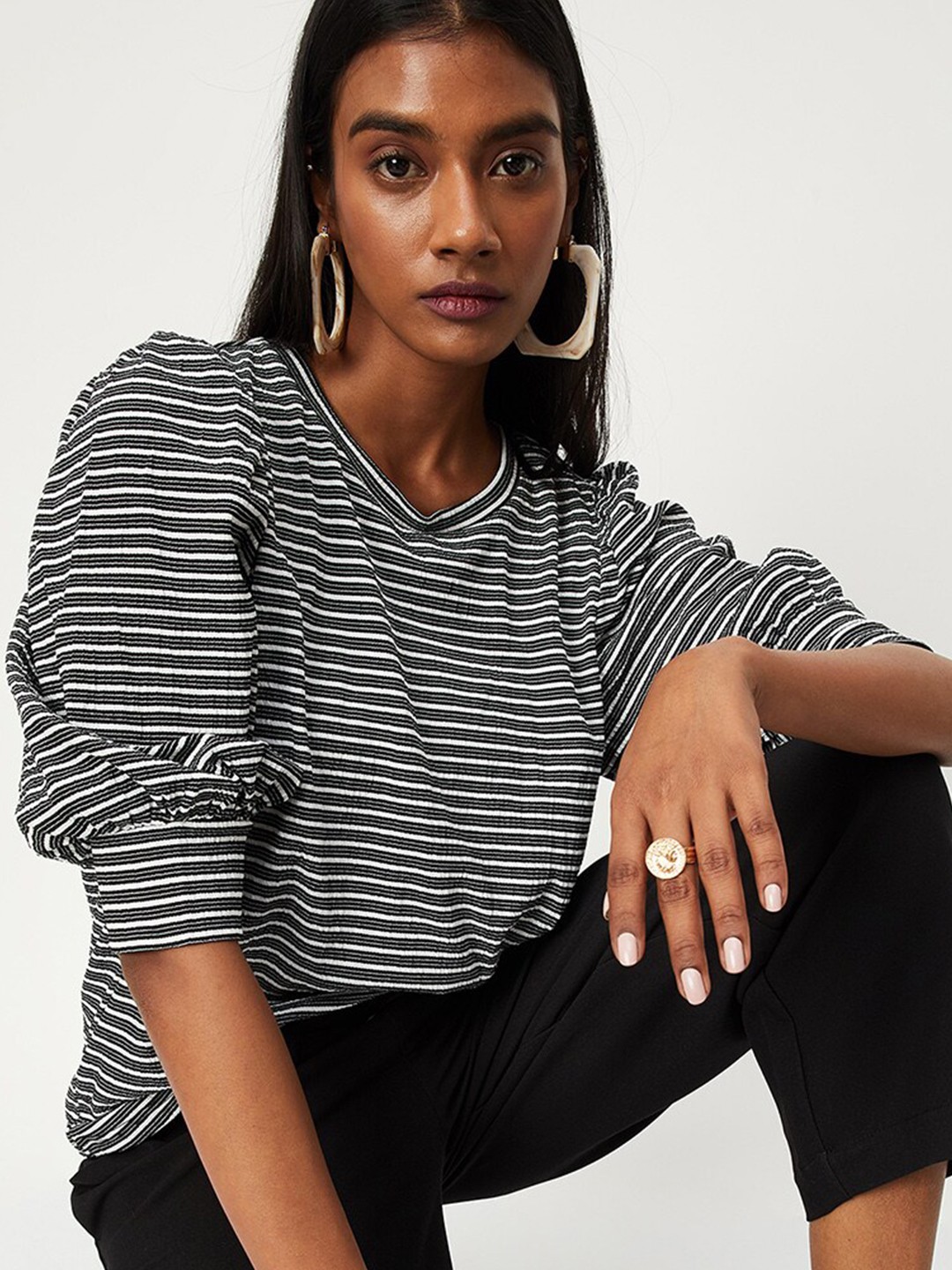 

max Striped Top, White
