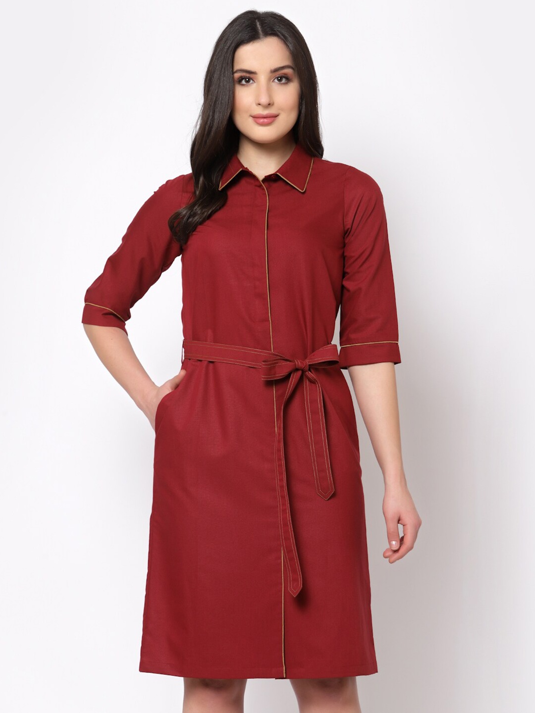 

OFFICE & YOU Cotton Sheath Dress, Red
