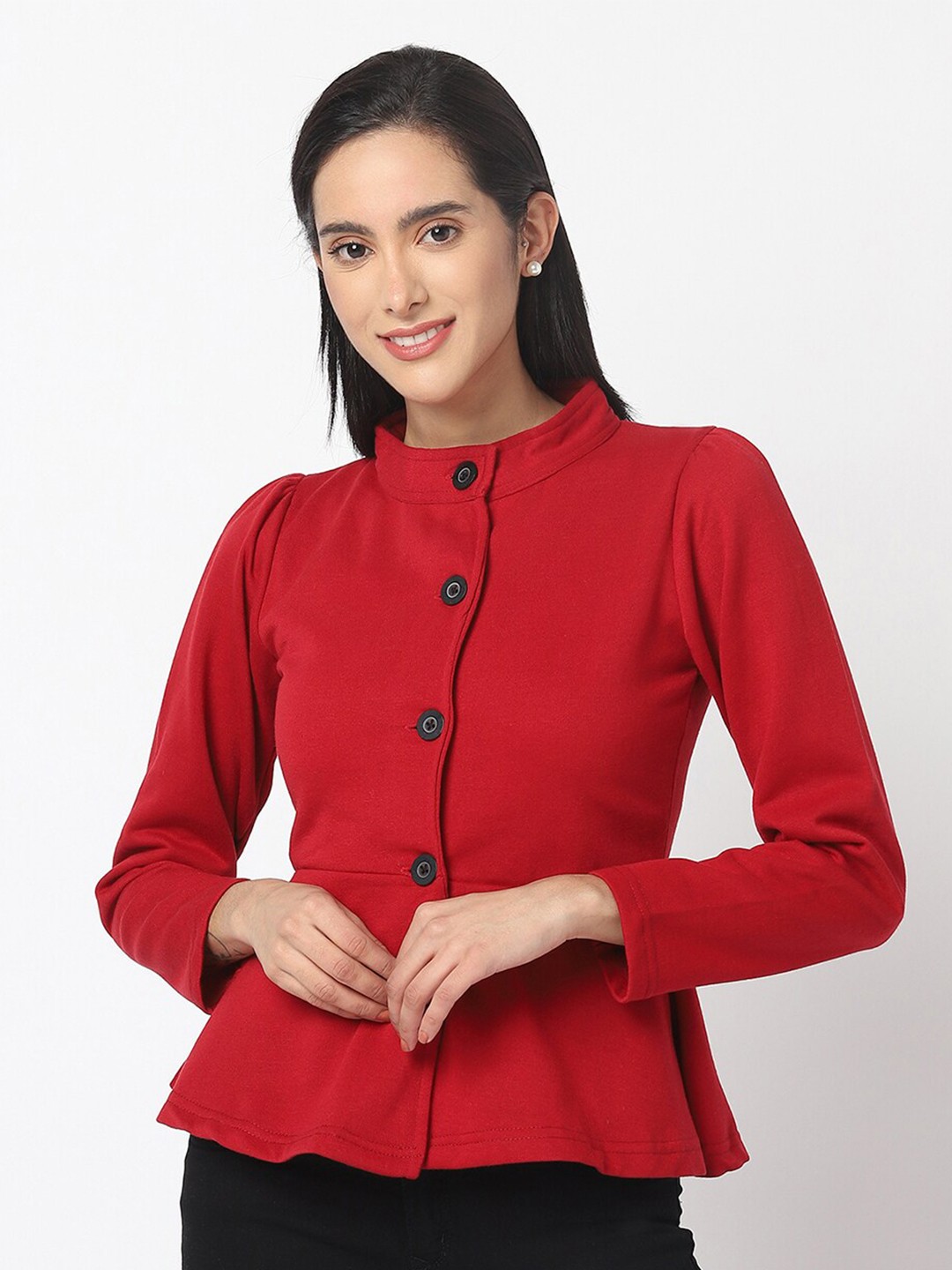 

ELEGANCE Women Peplum Sweatshirt, Maroon