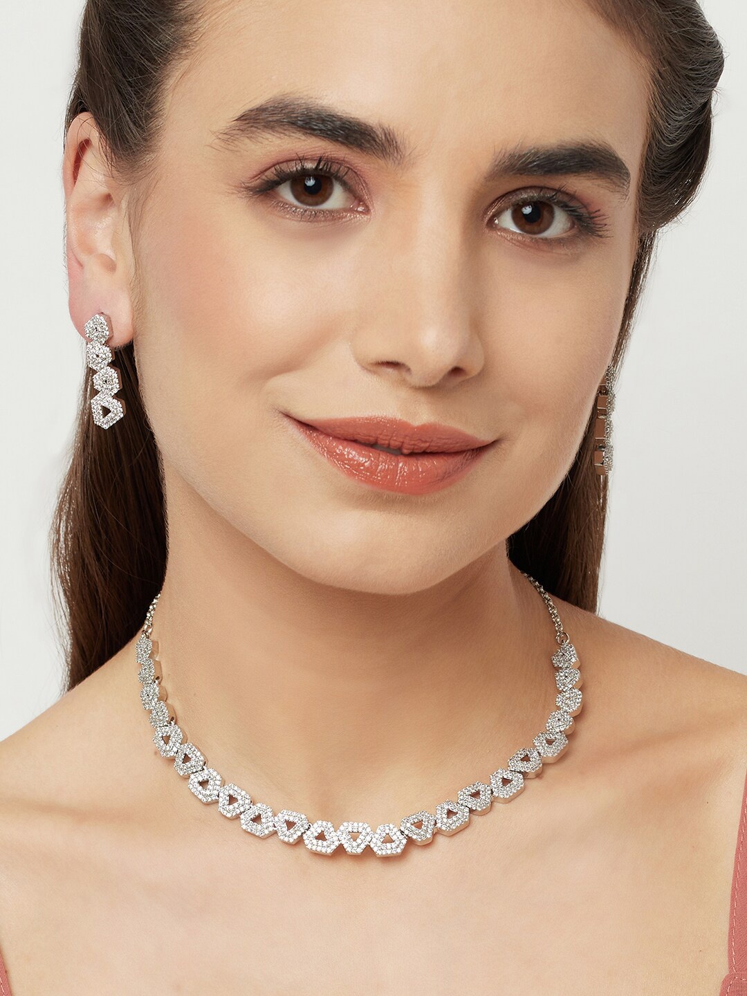 

Voylla CZ Studded Jewellery Set, White