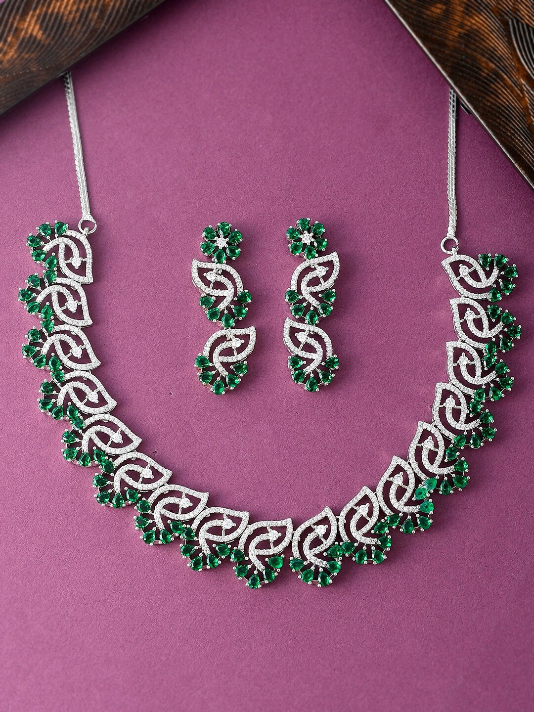 

Voylla CZ Stone-Studded Jewellery Set, White