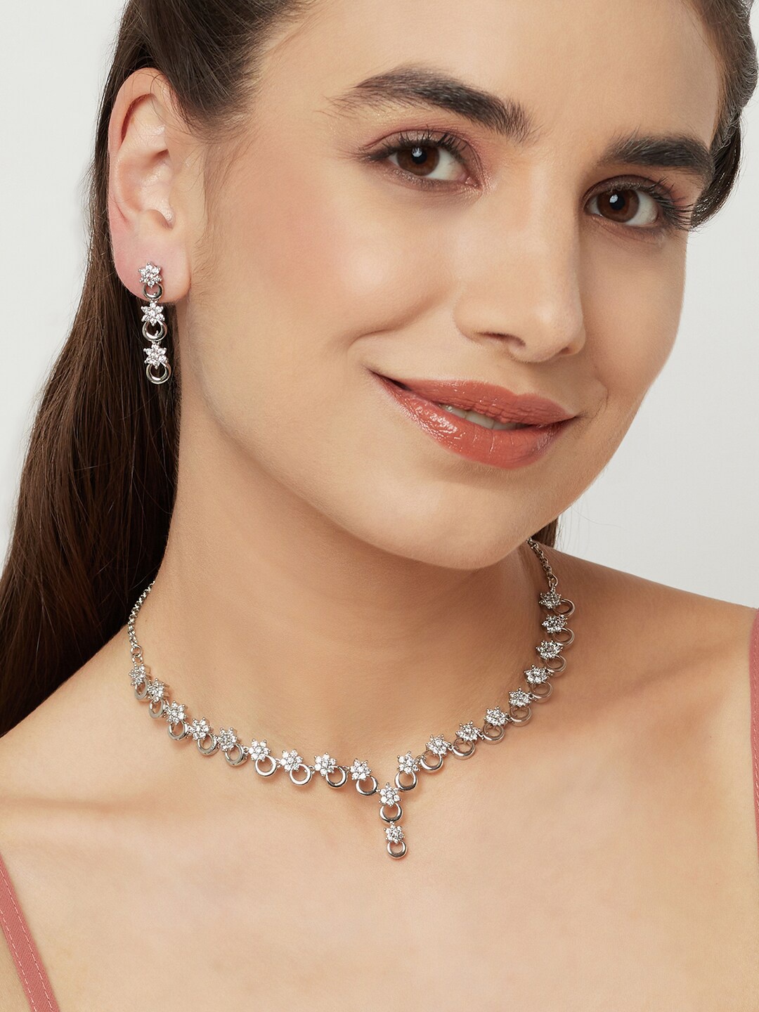 

Voylla CZ-Studded Jewellery Set, White