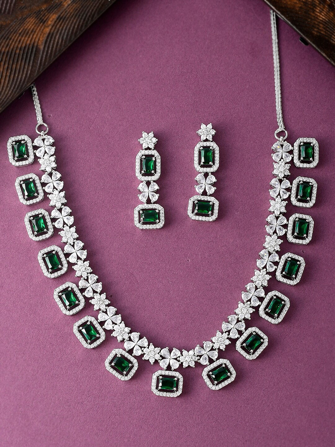 

Voylla CZ-Studded Jewellery Set, White