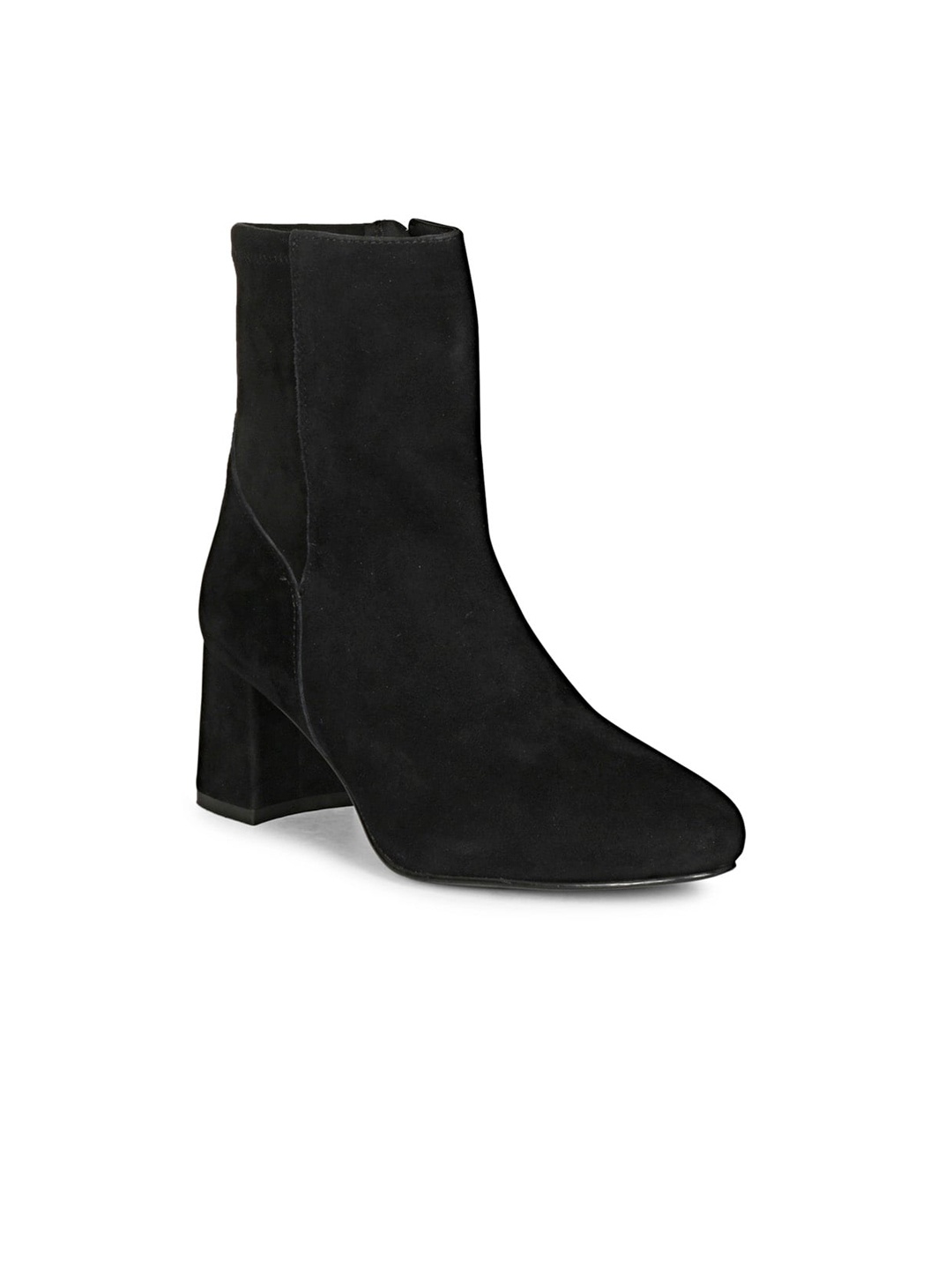

Saint G Women Mid-Top Leather Block Heel Winter Boots, Black