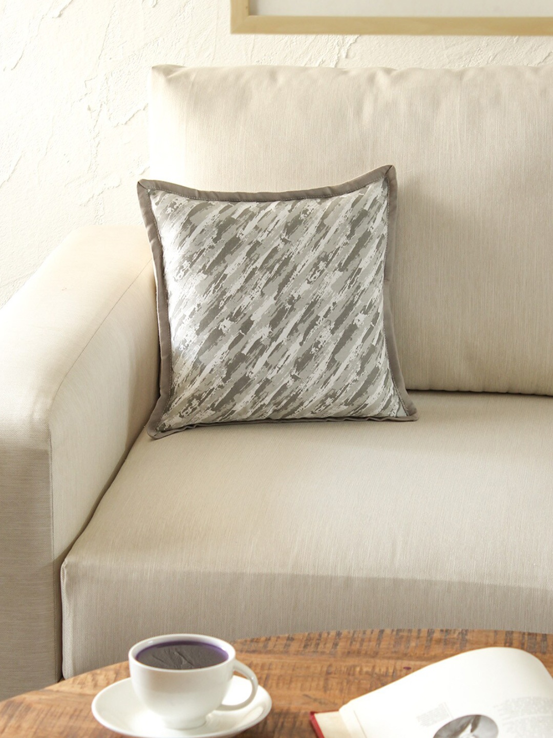 

House This Grey & White Abstract Pure Cotton Square Cushion Cover