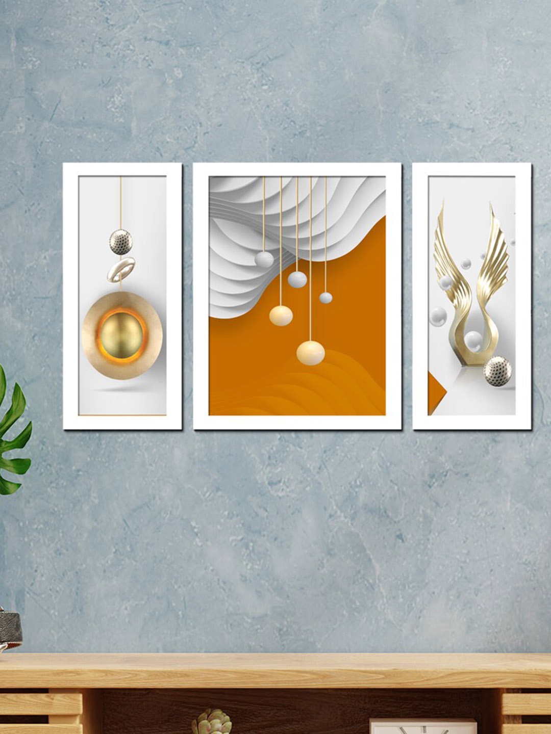 

WENS White Set Of 3 Wall Art