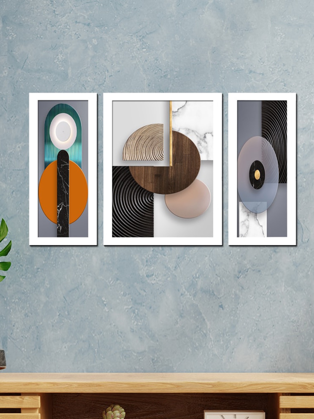 

WENS Set Of 3 Nordic Modern Wall Art Painting, White