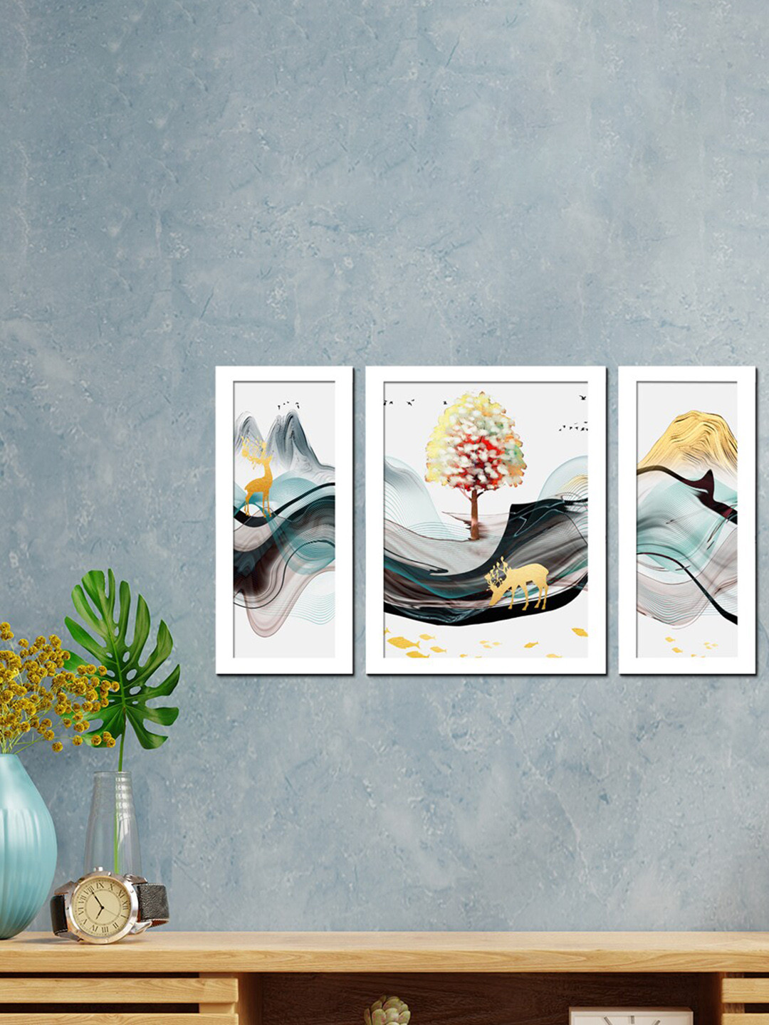 

WENS Set Of 3 White Printed Modern Nordiac Design Painting Wall Art