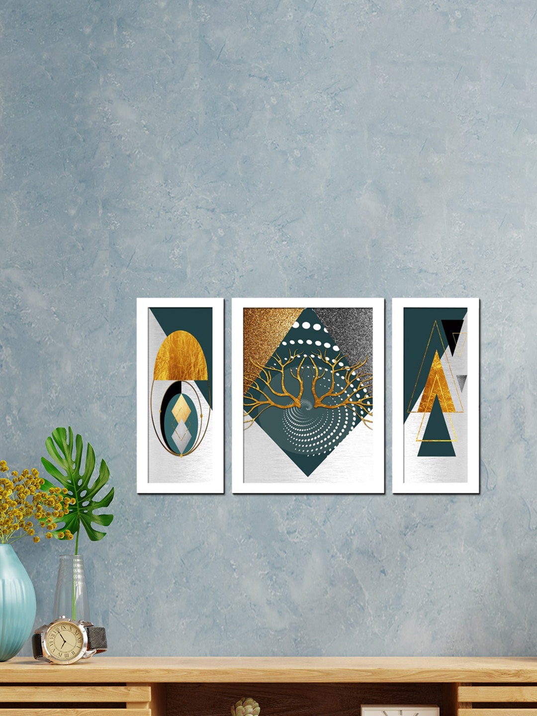 

WENS Set Of 3 White Printed Architectural Painting Wall Art