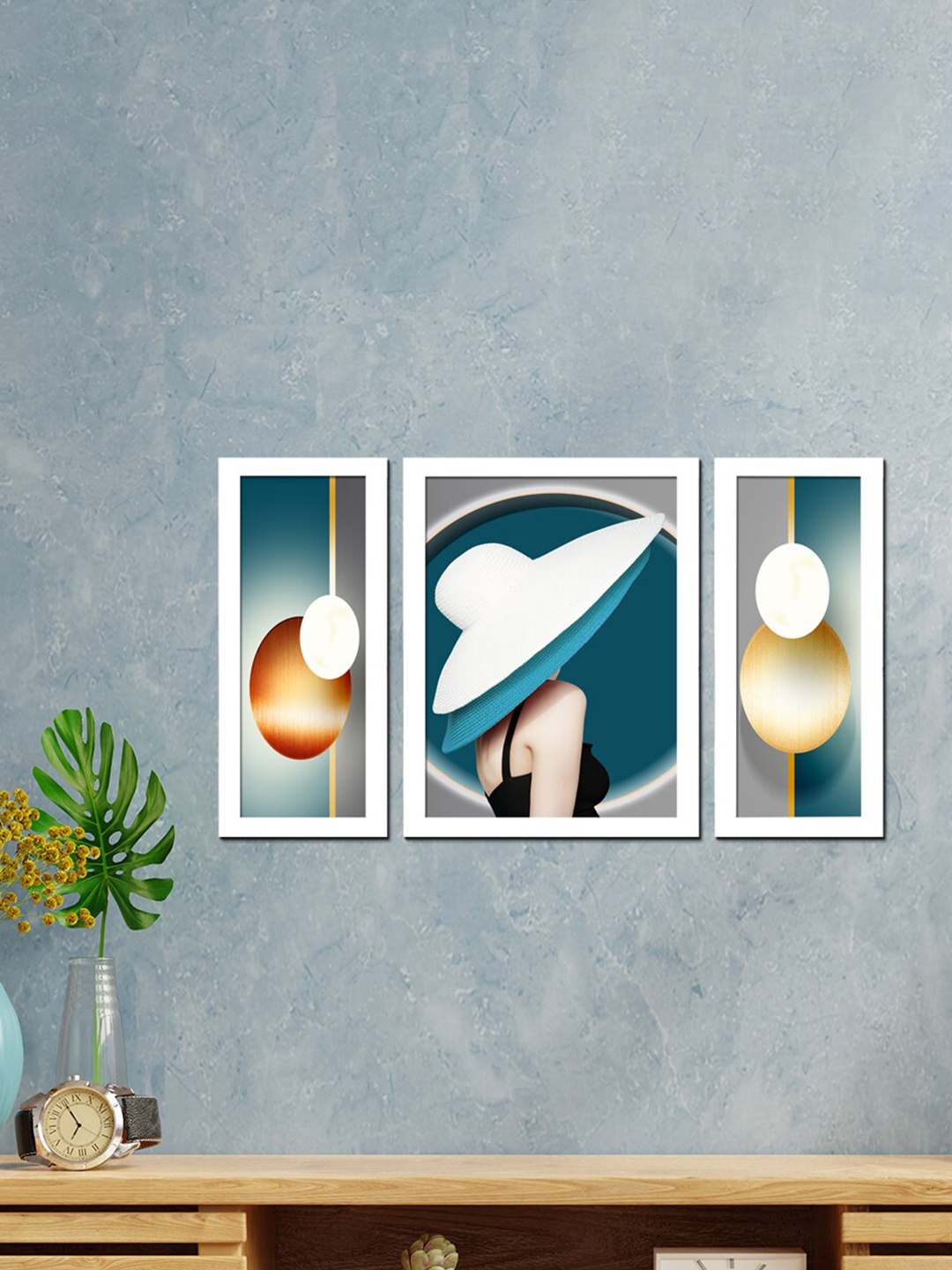 

WENS Set Of 3 Modern Fashion Girl Wall Art, White