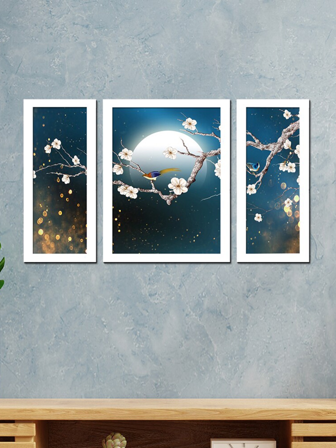 

WENS Set Of 3 White Tree in Moon Light Wall Art