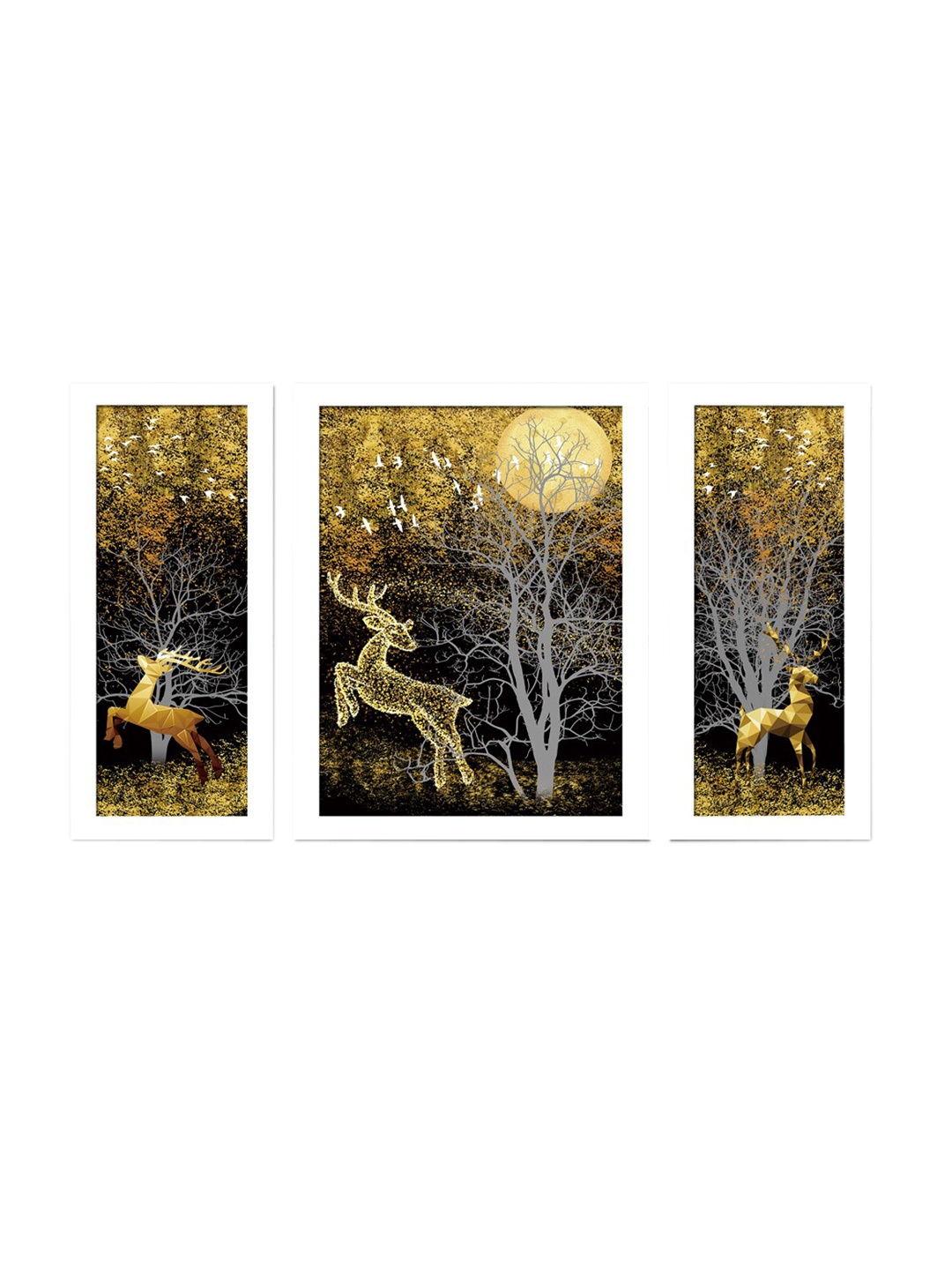 

WENS Set Of 3 White & Yellow Modern Scandinavian Wall Art Painting