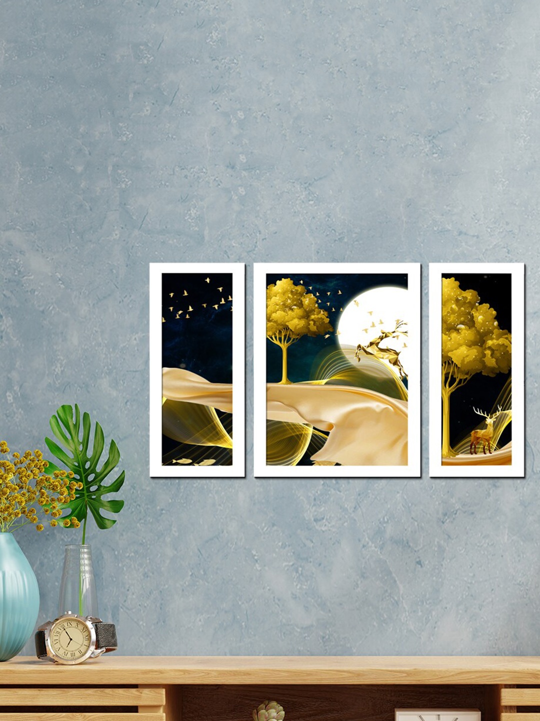 

WENS Set Of 3 White Printed Modern Scandinavian Painting Wall Art