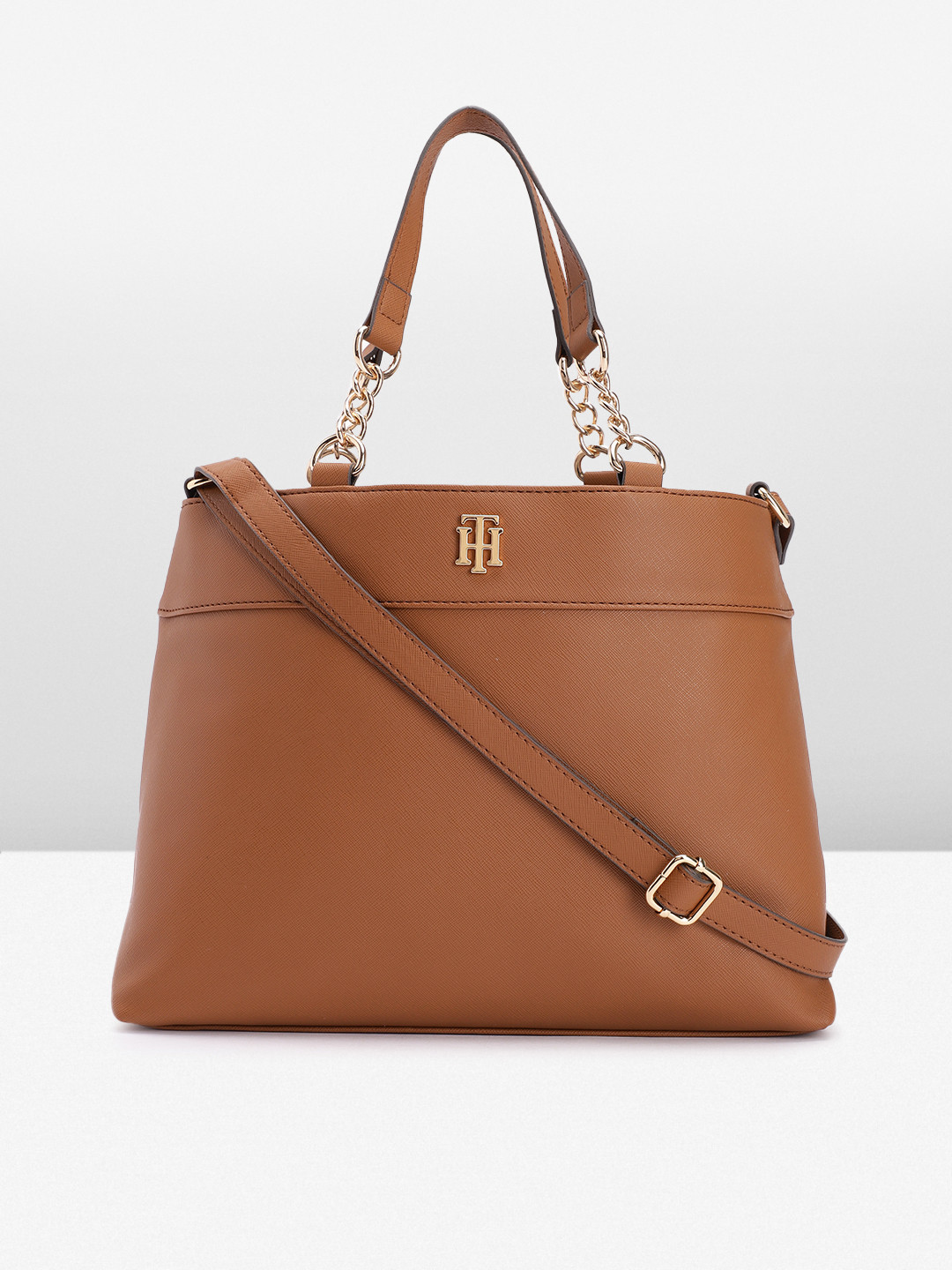 

Tommy Hilfiger Solid Handheld Bag, Brown